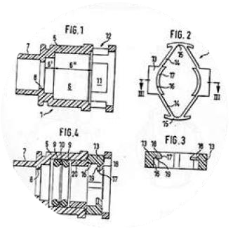 Technical drawing from the plastic snap-on connector patent