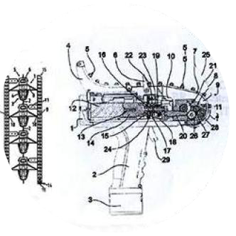 Esquema técnico de la patente de la pistola de colocación RayTOOL®